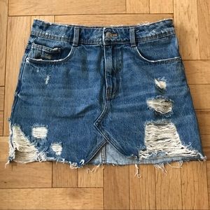 Zara Distressed Denim Skirt